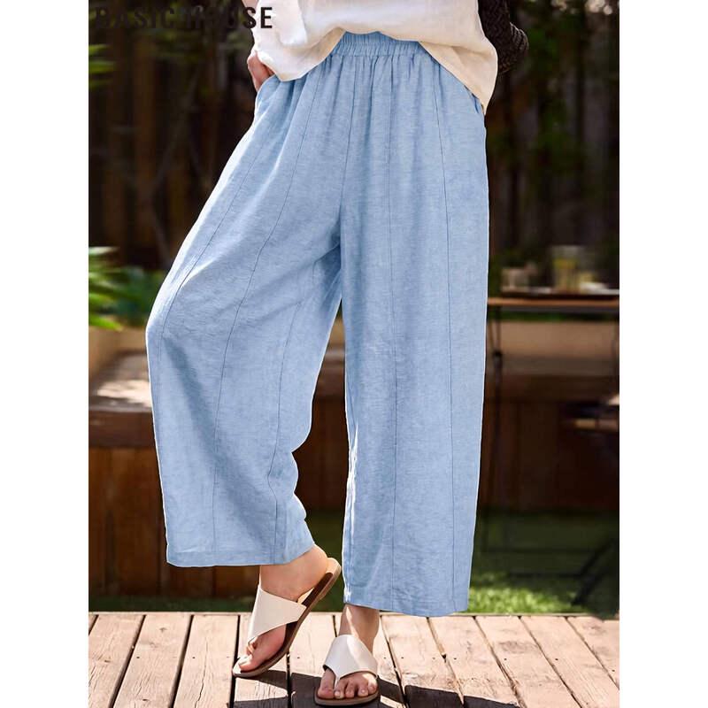Basic House Women s High-Waist Tencel Wide-Leg Pants M