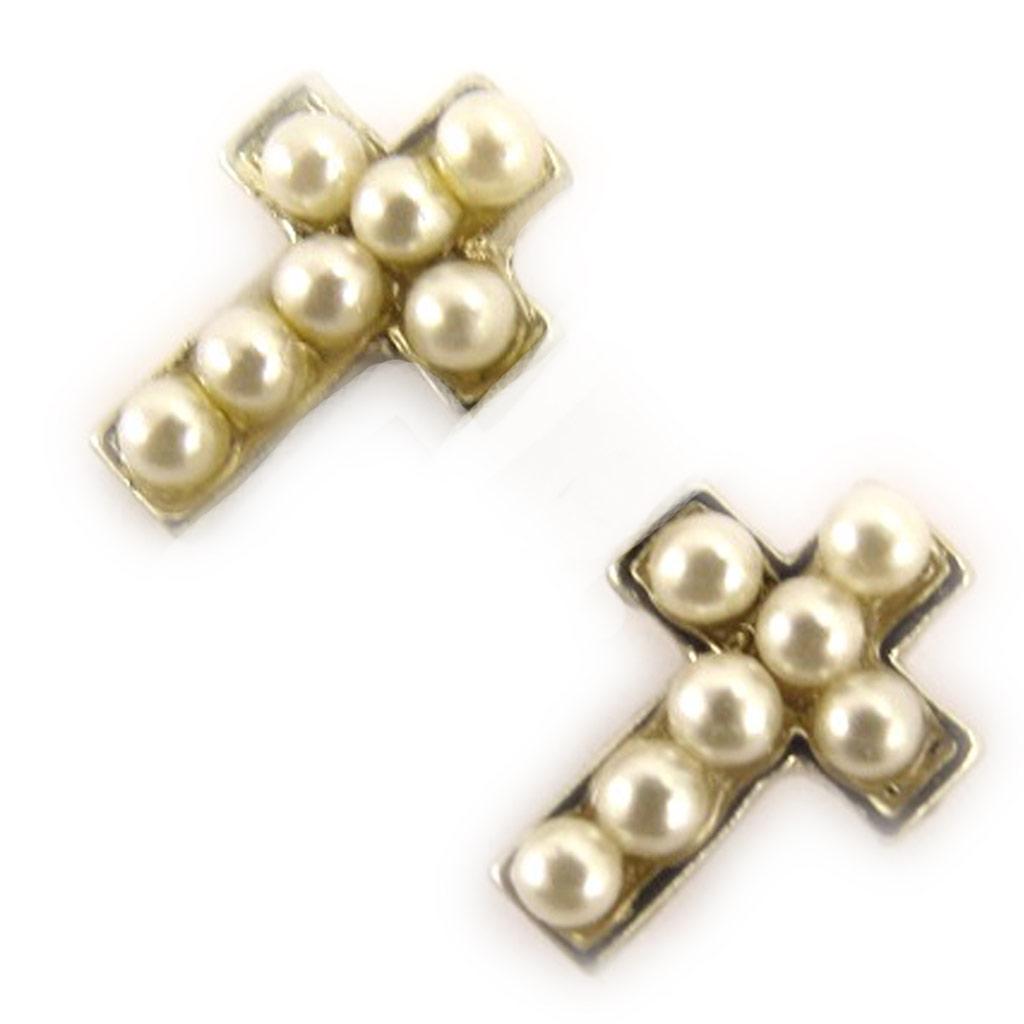 Les Trésors De Lily [L1594] - Ivory 'Cross' Earrings