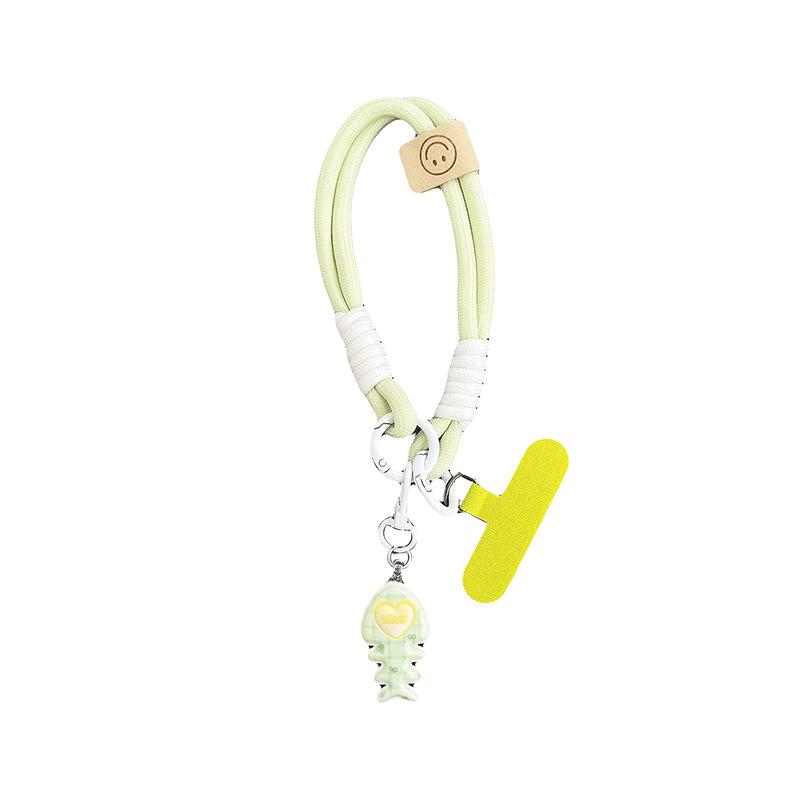 Cute Love Fishbone Backpack Pendant Mobile Phone Lanyard Clip Short Anti-Drop Bold Portable Rope Braided Rope Women'S Model
