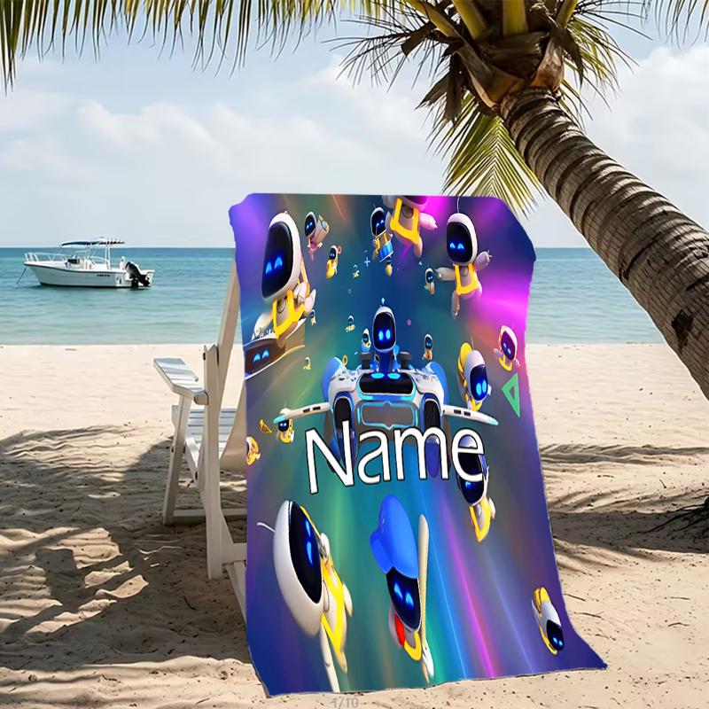 Customizable personalized beach towels Astro Bot themed designs.Suitable for the beach, yoga, sports;ideal as beach accessories