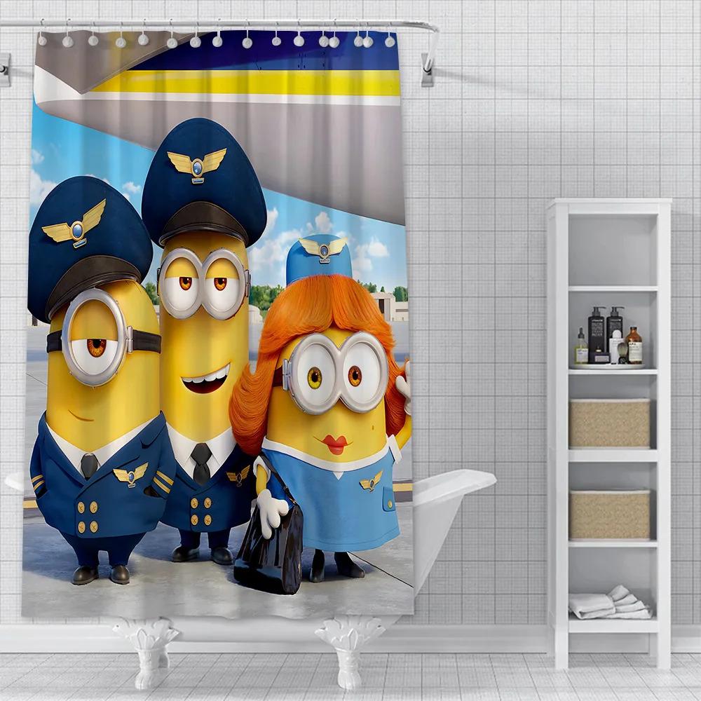 JDJ32Hot S-Minions Cartoon Shower Curtain Waterproof Polyester Fabric Paint Colorful Bath Curtains Home Bathroom Curtain Wit3M