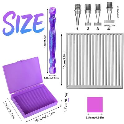 13pcs Diamond Art Ruler Set, Diamond Alignment Tool Ruler with Resin Pen,Thin Stainless Steel Nibs For DIY Diamond Painting Tool