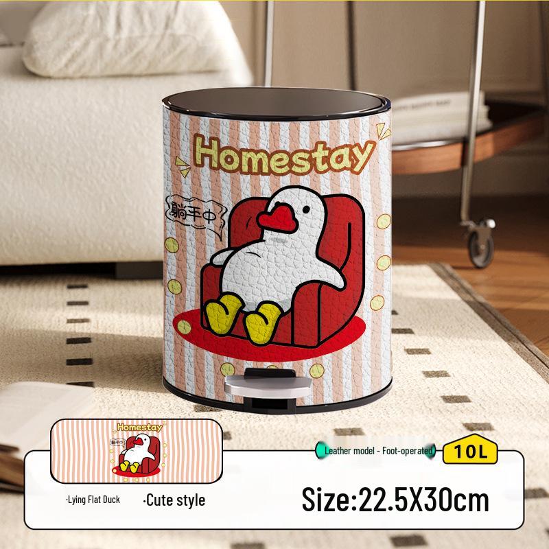 He Mu Cheng Double Layer Cartoon Stainless Steel Trash Can with Foot Pedal - Living Room & Kitchen