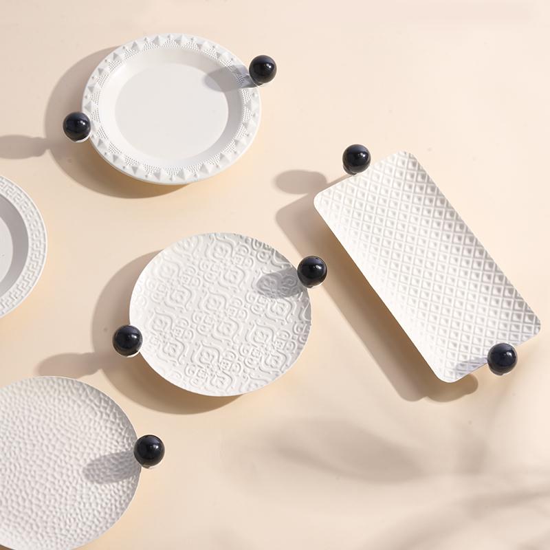 Black and White Square Round Tray