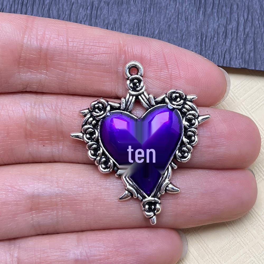 Retro Dark Style Cross & Rose Heart Pendant