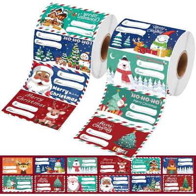 240 PCS Christmas Gift Tags Christmas Santa Claus Stickers Self Adhesive Cartoon Christmas Tag Christmas Festival Holiday Decor