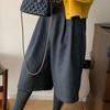 Korean Style High-end Fashion with Woolen Cropped Pants for Women High Waisted and Wide Leg Pants