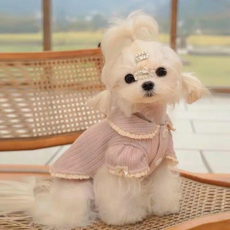 

Süße mantel hund pet Kleidung Weste baumwolle für hunde Kleidung Katze kleine nette frühling herst lila Mode junge Yorkshire zubehör