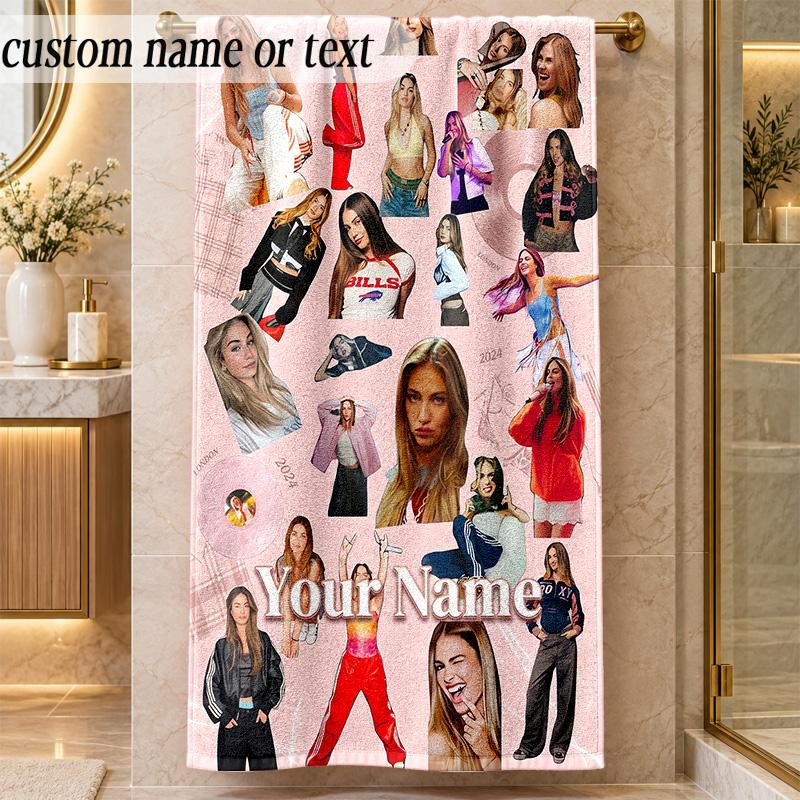 Beach TowelRoxy Dekker Custom Name Text Personalized Soft Towel for Beach Pool Indoor Home Decor Gift