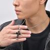 Vnox Natural Black Onyx Cross Necklace for Men, Stainless Steel Pendant Box Chain, Religious Jewelry Gift for Husband Father Son
