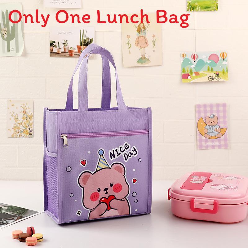 Kids Portable Canvas Lunch Box With Material For School And Outdoor Use