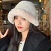 Plush Hat Women's Autumn and Winter Solid Color Suede Bucket Hat Loose Thickened Warm Big Head Circumference Pile Hat Basin Hat