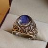 Blue Sapphire Oval Cut Gemstone With 925 Sterling Silver Ring For Men's #B582 JL375686464438