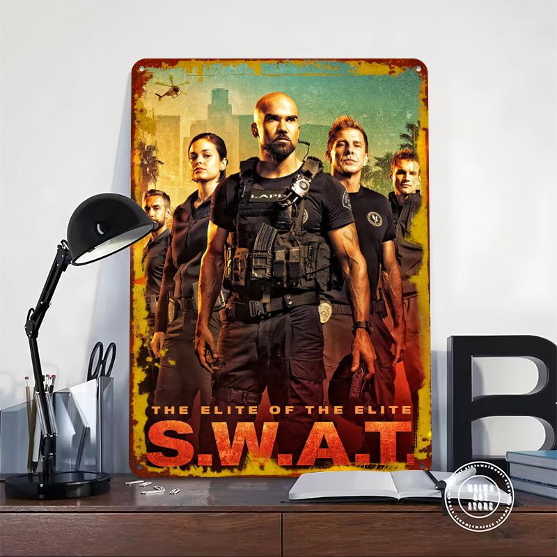 SWAT The Elite of the Elite Tin Plaque Poster Customized Wall Art Retro Vintage Metal Signs for Man Cave Office Decoration
