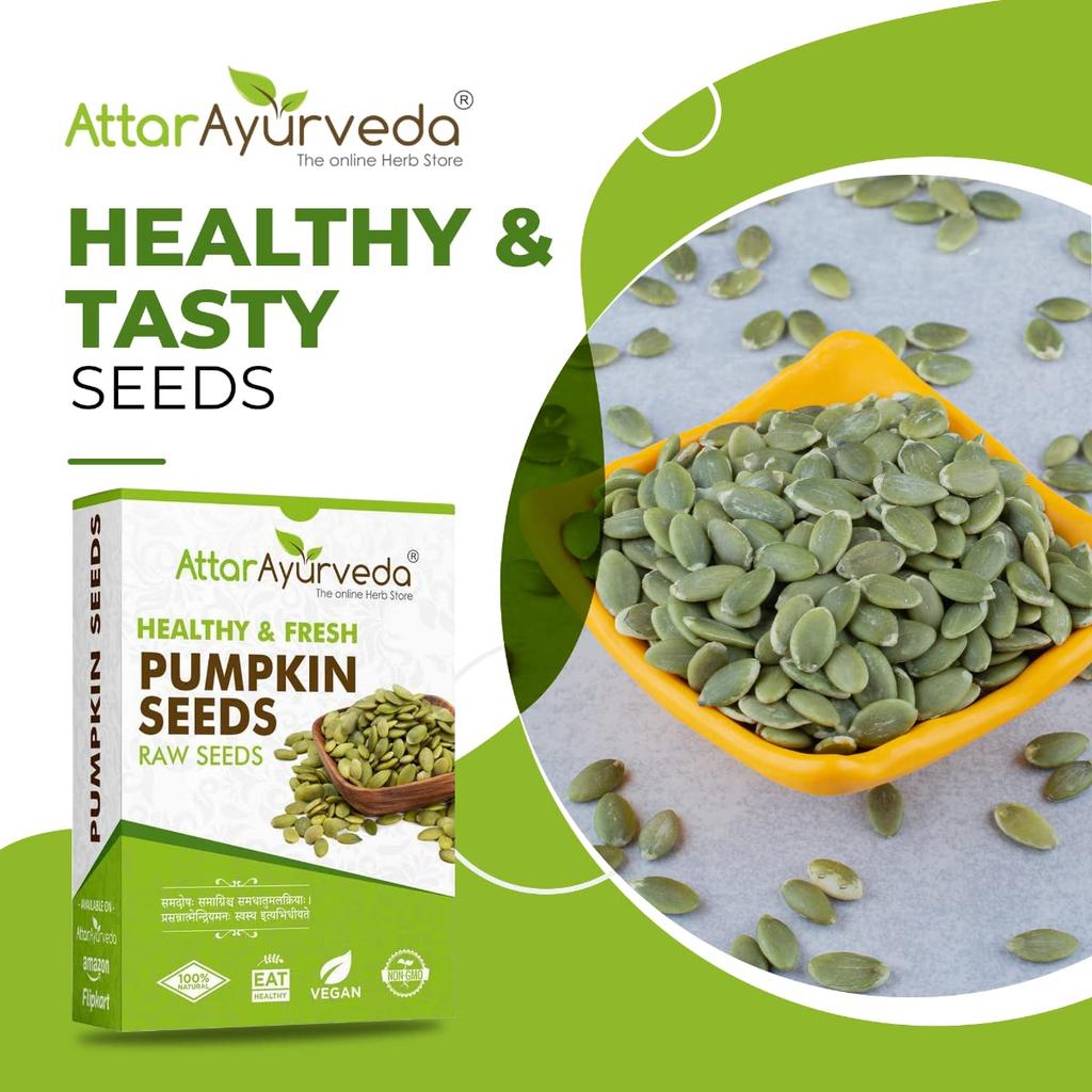 Attar Ayurveda Raw Pumpkin Seeds 250 g Unsalted Unroasted Protein Fiber Rich Healthy Snack Superfood Seeds For Daily Eating
