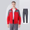 2Pcs/Set Welding Work Clothes Stand Collar Long Sleeve Zipper Closure Jacket Long Pants Set Reflective Strips Tear-Resistant Workwear