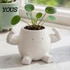 Inspirational Office Gift Cute Muscular Man Planter, 3D Printed Smile Face Plant Decorative Green Pot Pot, Funny Container for Succulents Small Cactus