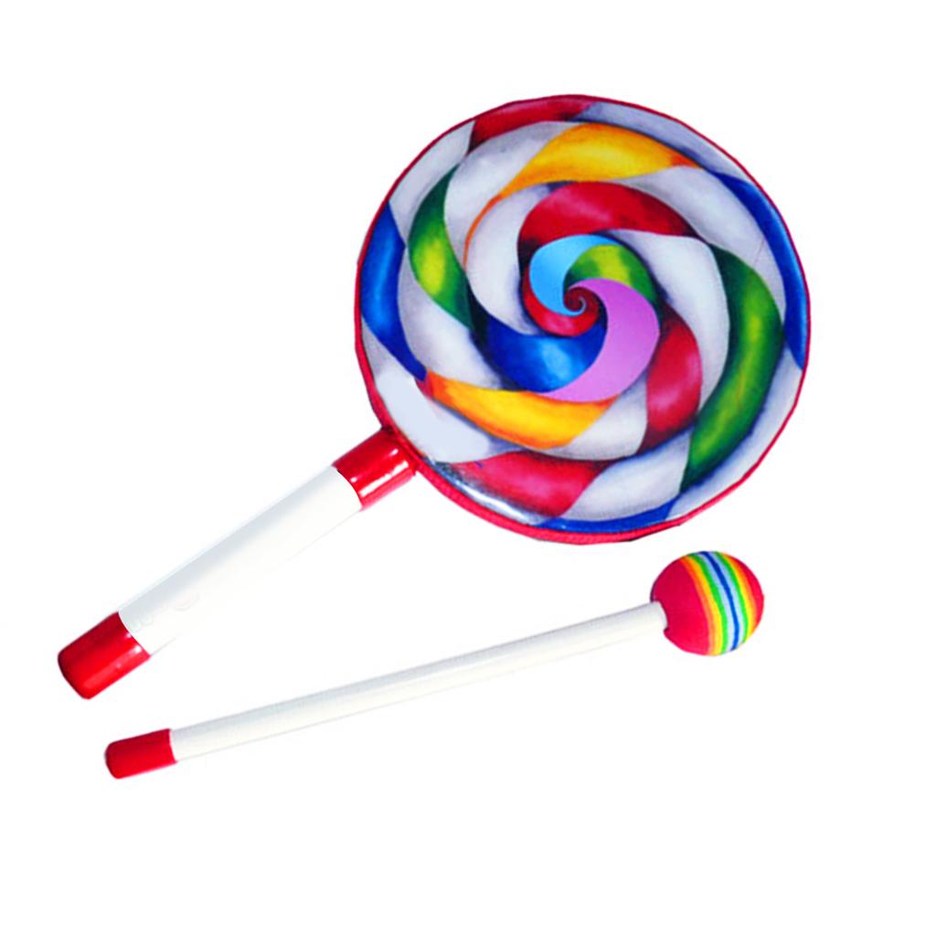 Children Hand Drum Multicolor Rainbow Percussion Instrument Musical Sound Education Tool 6in