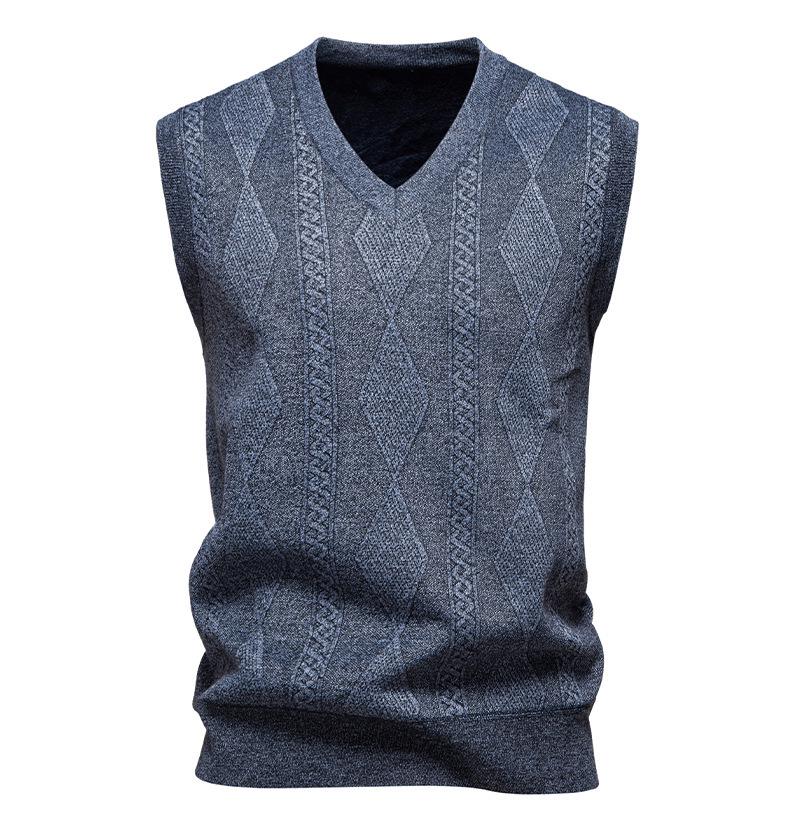 Men's Slim Fit Velvet-Thickened Knit Vest for Autumn/Winter