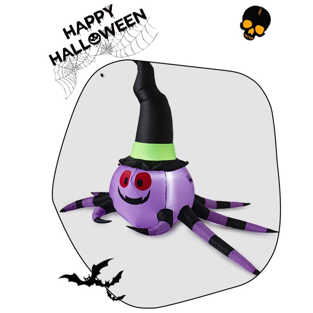 Halloween Pumpkin Inflatable Model 2.3m, Spider With Witch Hat, Halloween Decoration Inflatable Model