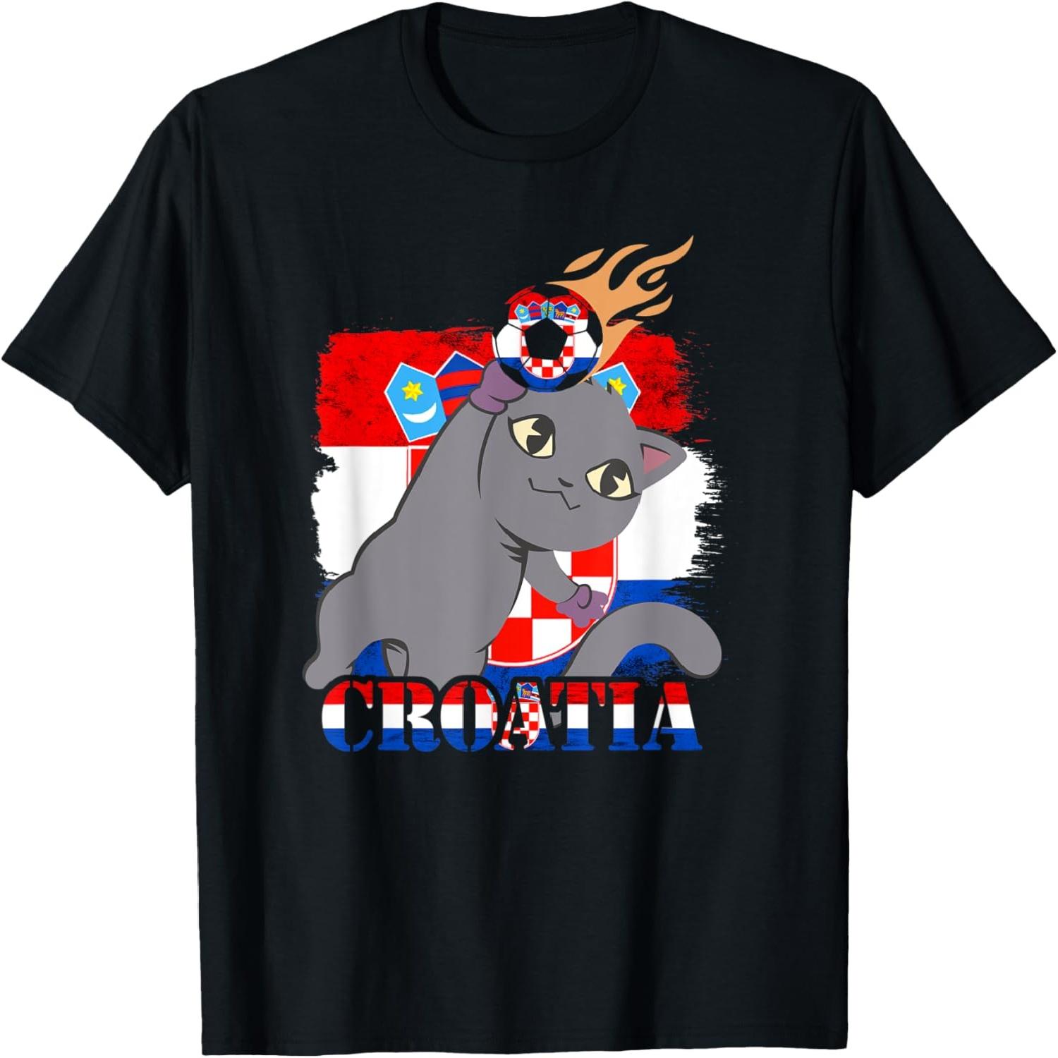 Croatian Flag Cat Croatian Soccer Croatian Roots Croatia T-Shirt S