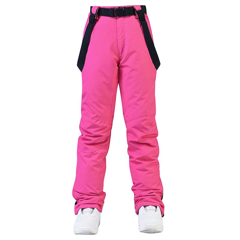 

Unisex Ski Pants with Suspenders, Winter Windproof, Waterproof, and Insulated for Snowboarding and Skiing Small рожевий червоний колір