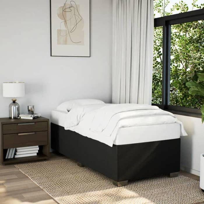 VidaXL Sommier à lattes de lit avec matelas Noir 90x200 cm Tissu, lit, lit à plate-forme, lit à panneaux, meuble de chambre 3285104