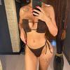 New Sexy Bandeau Pleated Ruched Bikini Women Swimwear Female Swimsuit Two-pieces Bikini Set Bather Bathing Suit Swim
