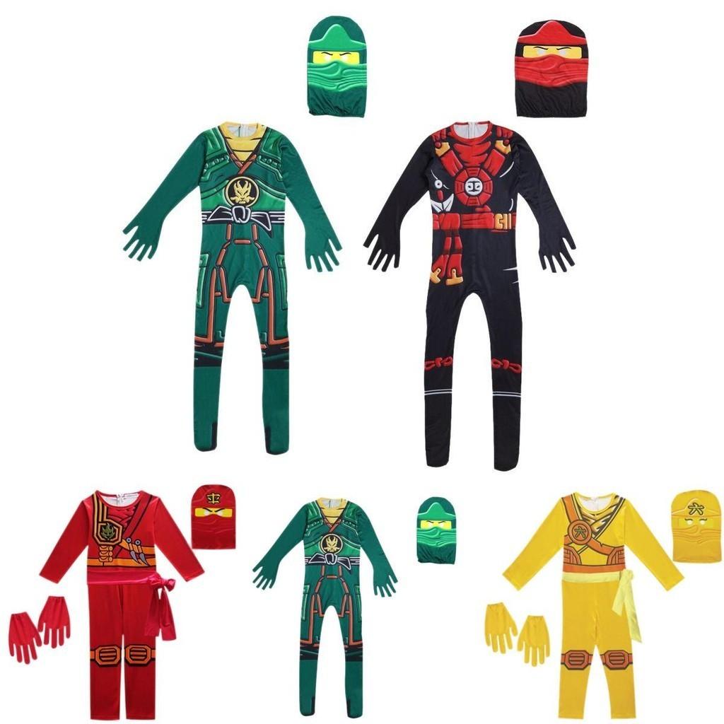 Cool Ninjago Inspired Kids Cosplay Party Clothes Set With Glove Hat And Jumpsuit