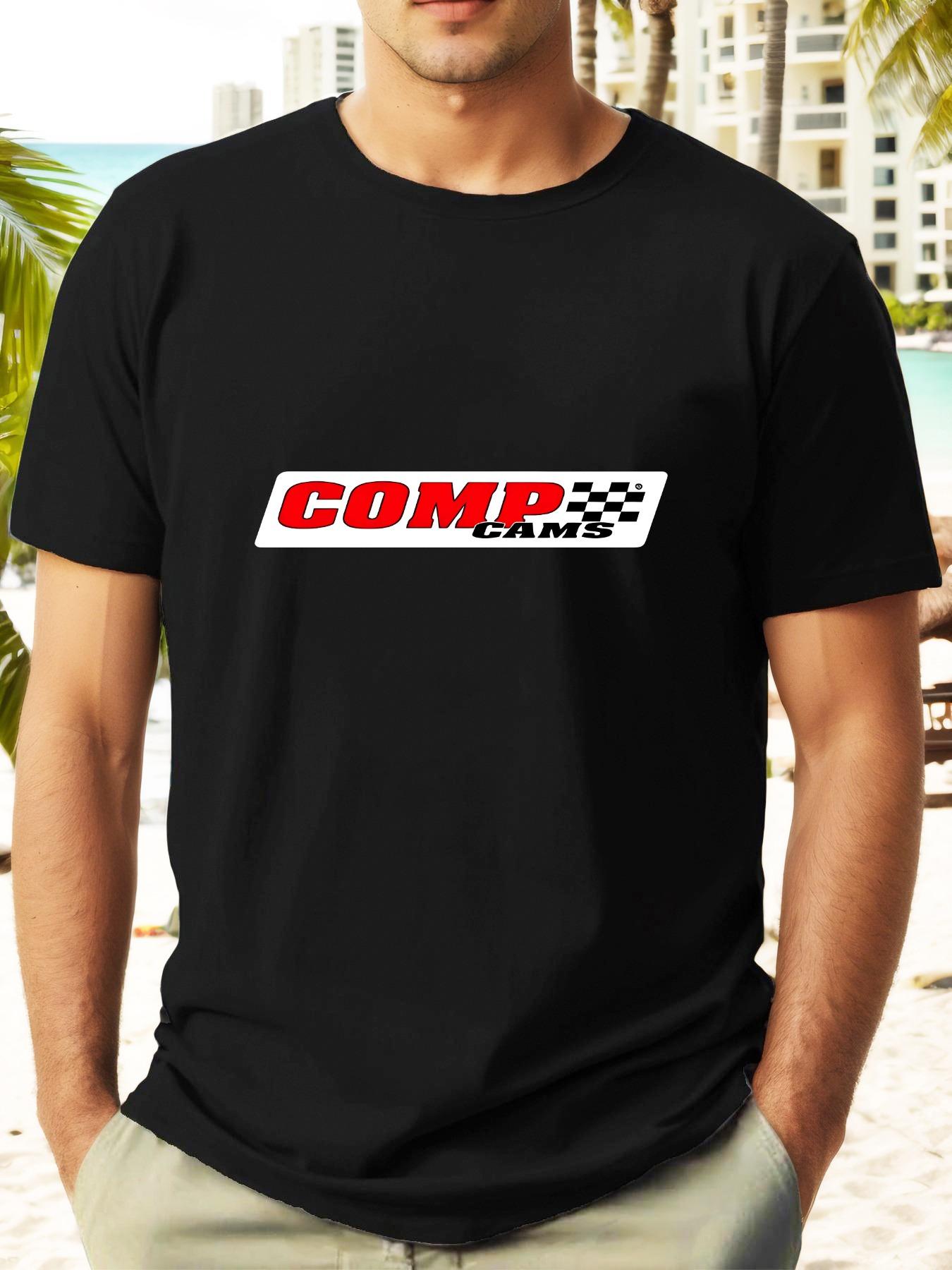 COMP Cam Summer Casual Short Sleeve T-shirt - Vibrant Yellow with Bold Red & White Logo Print XXXL
