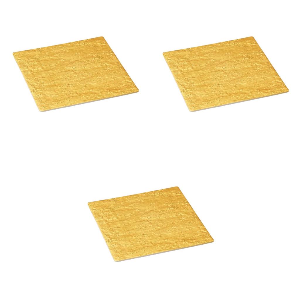 Set of 3 24cm Square Plates with Stone Large Square Plates by Setomonohonpo Gold-Painted [24x24x1.2cm]