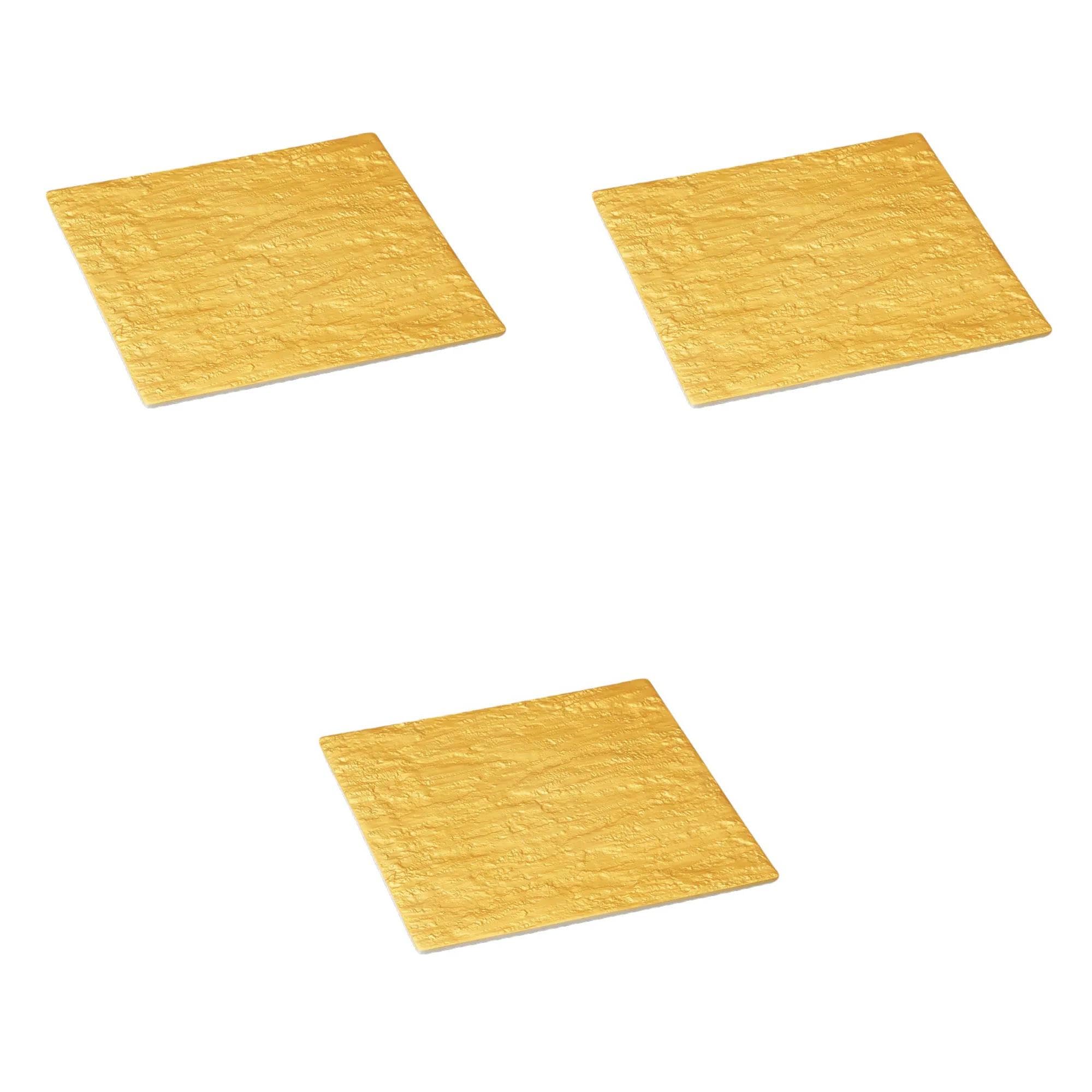 

Set of 3 24cm Square Plates with Stone Large Square Plates by Setomonohonpo Gold-Painted [24x24x1.2cm]