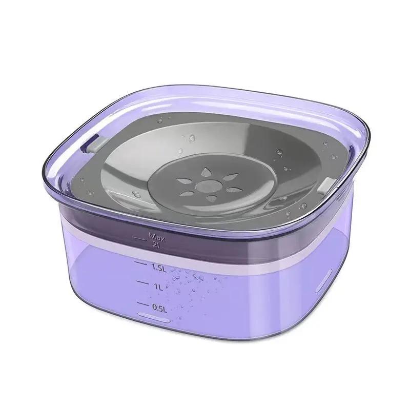 2L Spill Proof Pet Dog Cat Water Bowl Reduce Refill, Anti Splash No Mess Dispenser Dripless Slow Drinking Water Bowl