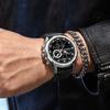 Najnowsze modne zegarki sportowe Wielofunkcyjne wskazówki Wodoodporny, świecący skórzany pasek z podwójnym wyświetlaczem Luksusowe męskie zegarki biznesowe