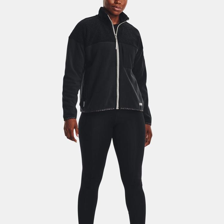 Under Armour Polartec Maxx Solid Zip Neck Sports Jacket Women Jackets Black 1373291-001