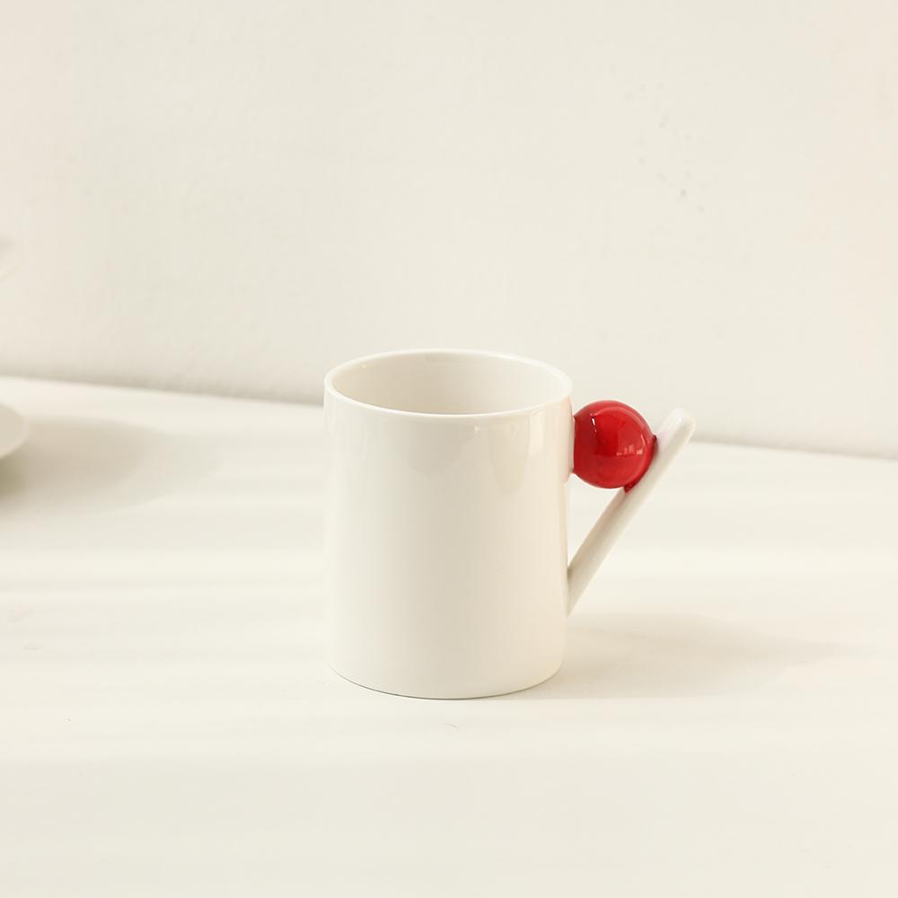 Ceramic Kettle Cup Simple Geometric Sphere Afternoon Tea Ceramic Coffee Cup and Saucer Color Matching Coffee Cup and Saucer