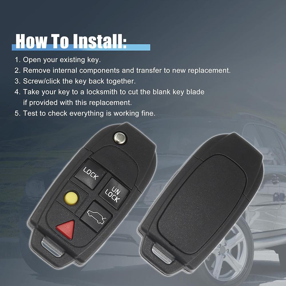 Remote Control Key Housing 5 Buttons for Volvo XC90 V70