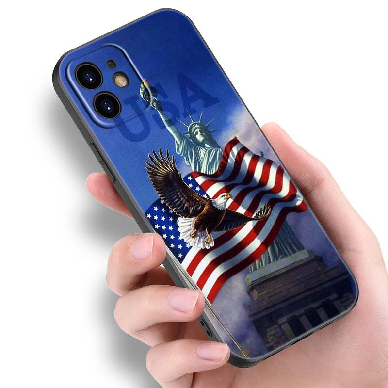 

Чехол для телефона с американским флагом США и орлом для Apple iPhone 14 13 12 Mini 11 Pro Max 7 8 XR X XS 7 8 Plus SE 2020 2022, черный чехол iPhone SE 2022