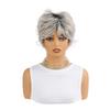 Short Natural Wigs with Bangs Soft Mommy Hair Daily Use Silver White Gray Curly Synthetic Hair Costume Party Wig for Women