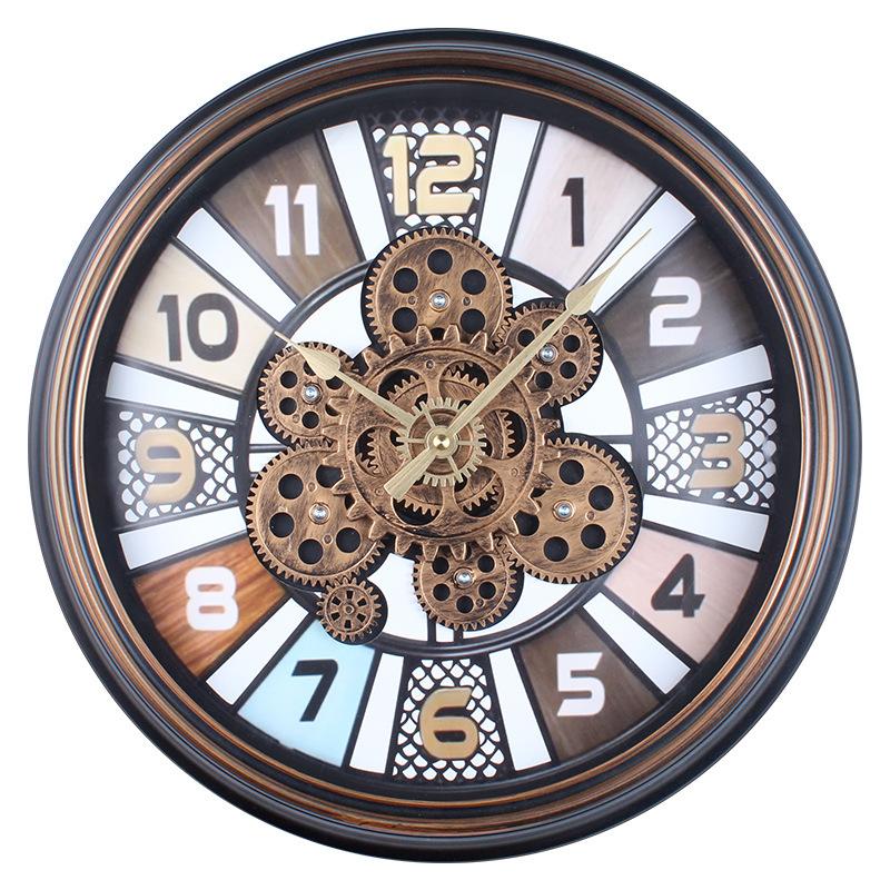 

43cm Retro Clock Wall Clock Living Room Home New High-end Metal Wall Clock Creative Silent Clock 43CM Gear Wall Clock 3