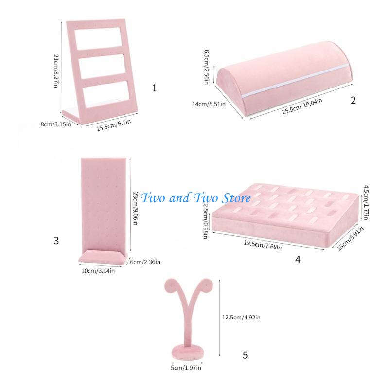 HX6F Jewelry Stand Velvets Fabric Material Jewelry Display Tray for Rings Earrings