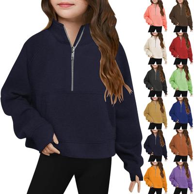 Kinder Modisches Sportliches Stehkragen Halb-Zip Sweatshirt Langarm Locker sitzendes Oberteil
