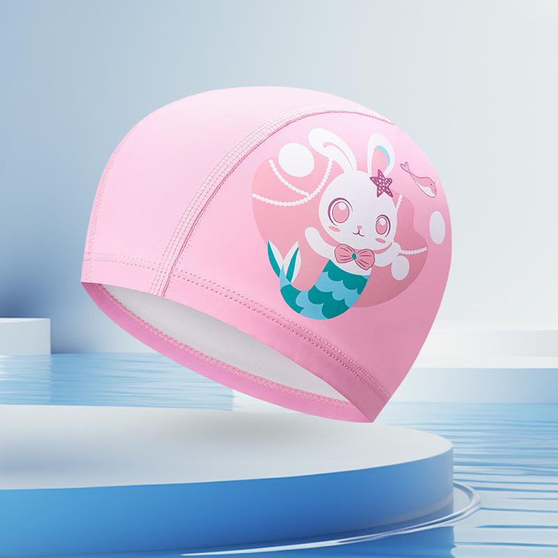Kids Cartoon Print Swim Cap High Elasticity Waterproof Swimming Hat For Boys Girls Pool Beach Water Sports