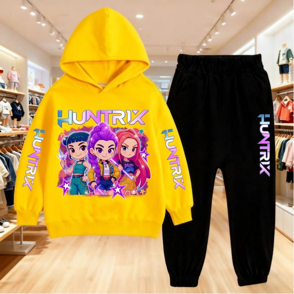 KPop Demon Hunters Kids Hoodie Set Boys Teen Girls Hoody Sweatshirts With Pants Tracksuit Children's Autumn Clothing 2pcs