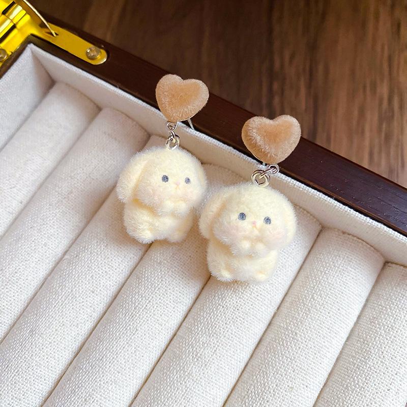 Silver Needle Flocked Round Square Stud Earrings: Elegant and Versatile High-End Jewelry