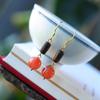 HD Agarwood & Red Agate Earrings: Niche Light Luxury, Ancient Style, Elegant Temperament, Long Design