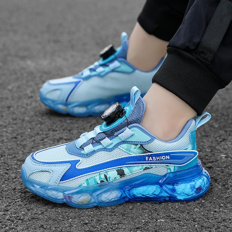 Boys' Shoes Spring Children's Non-slip Breathable Mesh Leather All-match Boys Sports Running Shoes