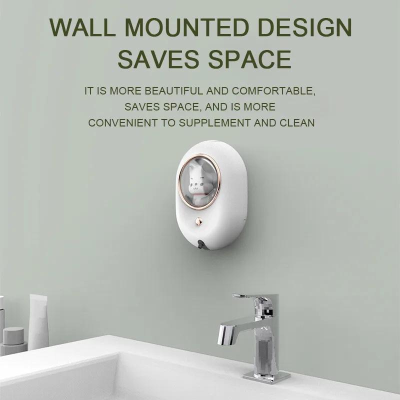 Neuer Seifenspender Niedliches Haustier Automatischer Handy-Reiniger USB-Aufladung mit Licht Wandmontiert Sensor Schaumseifenspender