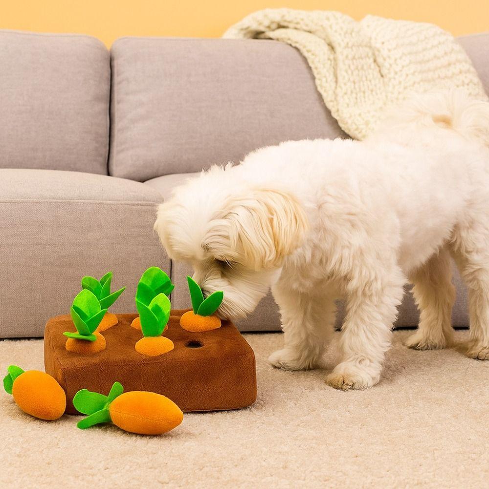 6/8 Hole Dog Carrot Pulling Toy Plush Soft Interactive Training Toys Bite Resistant Carrot Dog Toys Mental Stimulation