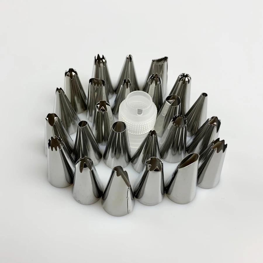 26 PCS/Set  Silicone Pastry Bag Tips Kitchen DIY Icing Piping Cream Reusable Pastry Bags +24 Nozzle Set Cake Decorating Tools